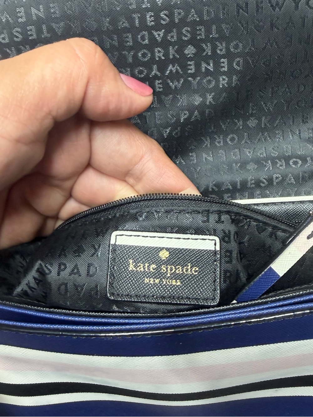 Kate Spade New York Patterson Drive Striped Crossbody Bag Blue Pink Navy White - Picture 8 of 15